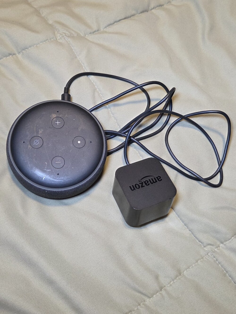 Amazon Echo Dot 3rd Gen Smart Speaker Alexa Charcoal w/ Power Adapter Tested